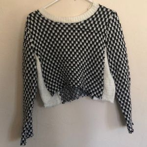 cut off checkered sweater